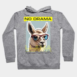 No Drama Llama Funky Alpaca with Sunglasses Yellow Black Hoodie